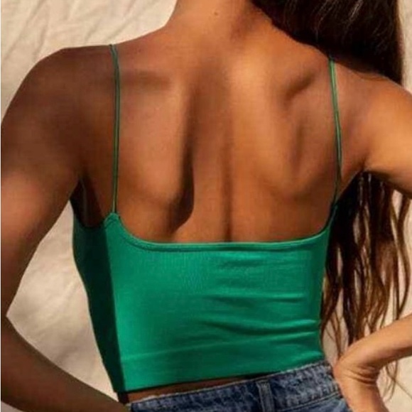 FREE PEOPLE Ribbed B-Neck Brami Forest Green Cami Tank Top Size XS/S. NWT - Picture 2 of 9